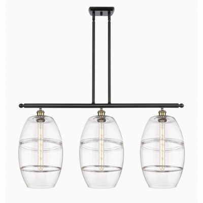 Vaz - 3 Light Stem Hung Island In Industrial Style-19 Inches Tall and 36.5 Inches Wide