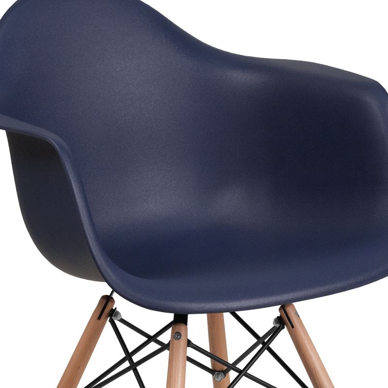 Flash Furniture Alonza Series Plastic Chair with Arms and Wooden Legs, 6 of 12