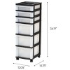 6-Drawer Plastic Storage Cart with Organizer Top and Wheels, Clear/Black - 2 of 4