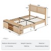 Natural Rattan Bed Frame with Sliding Barn Door Storage Cabinets and Led Light Headboard - 2 of 4