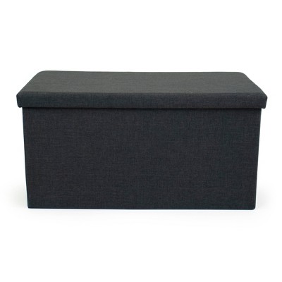 Heathered Storage Ottoman with Reversible Tray Cover Charcoal Gray - Humble Crew