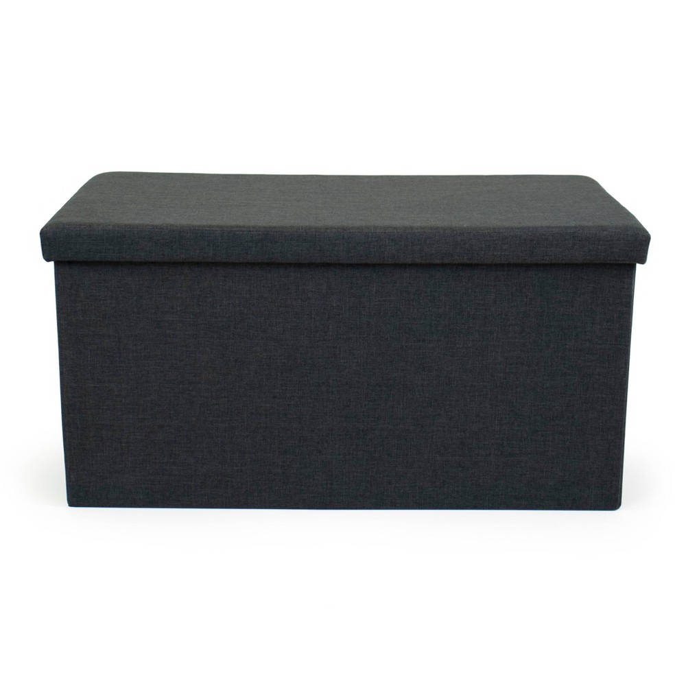 Photos - Pouffe / Bench Heathered Storage Ottoman with Reversible Tray Cover Charcoal Gray - Humbl
