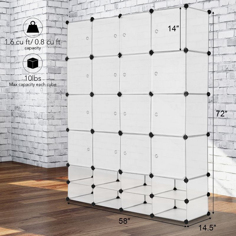 Costway DIY 24 Cube Portable Clothes Wardrobe Cabinet Closet Storage Organizer W/Doors, 2 of 10