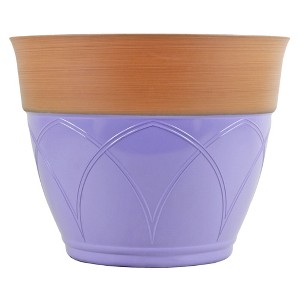 Garden Elements Indoor/Outdoor Colored Rim Large Plastic Planter, 15in - 1 of 4