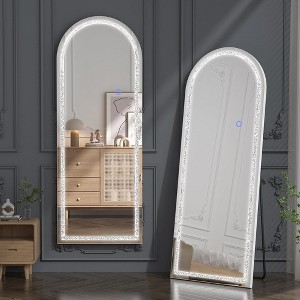 Floor Mirror, with LED Adjustable Light, Aluminum Alloy  Arched  Full Body Mirror, for Home Office Clothing Store, 63"X 20" - 1 of 4