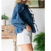 Women's Front Ribbon Long Sleeve Denim Top - Veveret - 2 of 4