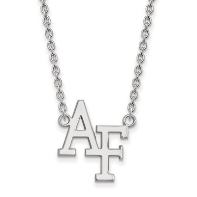 Black Bow Jewelry 10k White Gold United States Air Force Academy Fighting Falcons NCAA Necklace 18 Inch