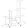 vidaXL White Metal Flower Stand with Wheel - Durable Plant Rack for Indoor & Outdoor Decor Display - Easy-to-Move Garden Accessory - 2 of 4