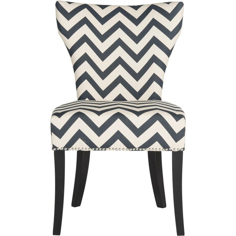 Jappic 20''H Ring Side Chair  Silver Nail Heads (Set of 2) - Navy/White - Safavieh., 3 of 9