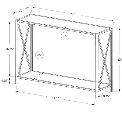 Dark Taupe and Black Metal X-Base Console Table with Storage