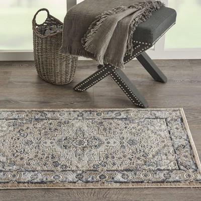 Elysian Beige & Grey Synthetic 26" Round Area Rug