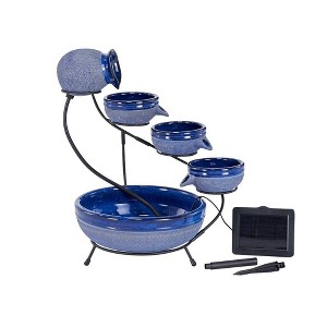 Smart Solar 22" Ceramic Solar Cascade Tiered Fountain - Blueberry - 1 of 3