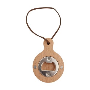 Unique Bargains Bottle Opener Magnetic Wood Round Handle Magnet Wood Light Brown 2.36"x3.35"x0.47" 1 Pcs - 1 of 4