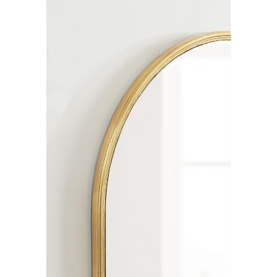 Gold Oval Glass Wall Mirror with Thin Frame, 34" x 22"