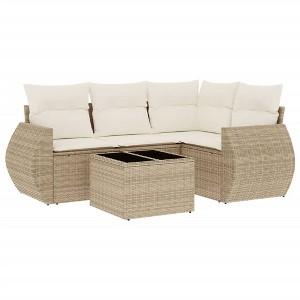 vidaXL Garden Sofa Set Beige, Cream white - 1 of 4