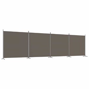 vidaXL Anthracite Fabric 4-Panel Room Divider - Modern Style Room Partition, Versatile Usage, Foldable Design for Easy Storage - 1 of 4