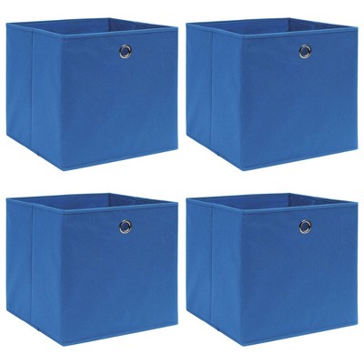 vidaXL Fabric Storage Boxes - Foldable Bins with Metal Eyelet for Wardrobe, Shelf, Cabinet - Blue, 12.6"x12.6"x12.6" - Set of 4