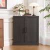 PexFix 36" x 31" Farmhouse Corner Cabinet Wooden Corner Storage Cabinet with Adjustable Shelves for Home Corners Living Room Bathroom Bedroom Black - 2 of 4