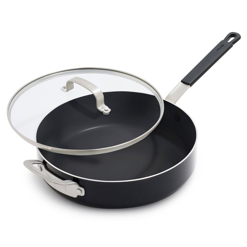 Bobby Flay 4.5qt Ceramic Nonstick Aluminum Saute Pan with Lid Black: Dishwasher-Safe, Made Without PTFE & PFOA, 12" Diameter