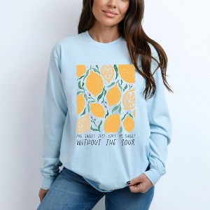 Simply Sage Market Women's Boho Lemon Sweet Without Sour Long Sleeve Garment Dyed Tee - 1 of 3