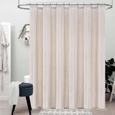 LunaLulinlk Linen Cotton Shower Curtain with Tassel