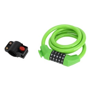 Unique Bargains Bike Lock 5 Digit Resettable Bike Cable Adjustable Bike Chain Lock Green 1 Set - 1 of 4