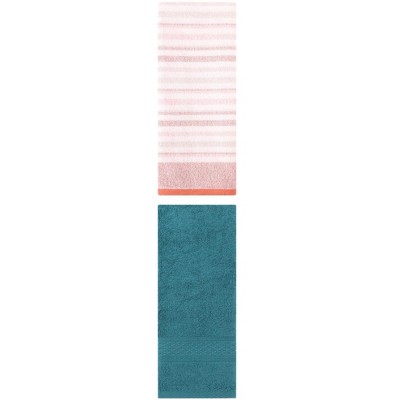 REGALWOVEN Striped Pattern Cotton Bathroom Hand Towel for Face Hair 13" x 30"/13" x 27" 2 Packs