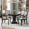 5 PCS Dining Set with Extendable Table, Dining Table with Fluted Edge and Corbel Base, Upholstered Chairs with Rubberwood Frame-Coolbibila - 2 of 4