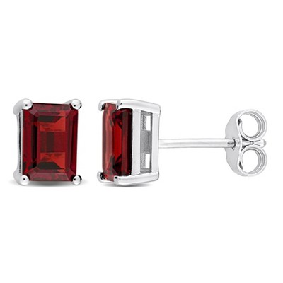 EVERLY JEWELRY | Sterling Silver 2 1/2 CT TGW Octagon Garnet Stud Earrings
