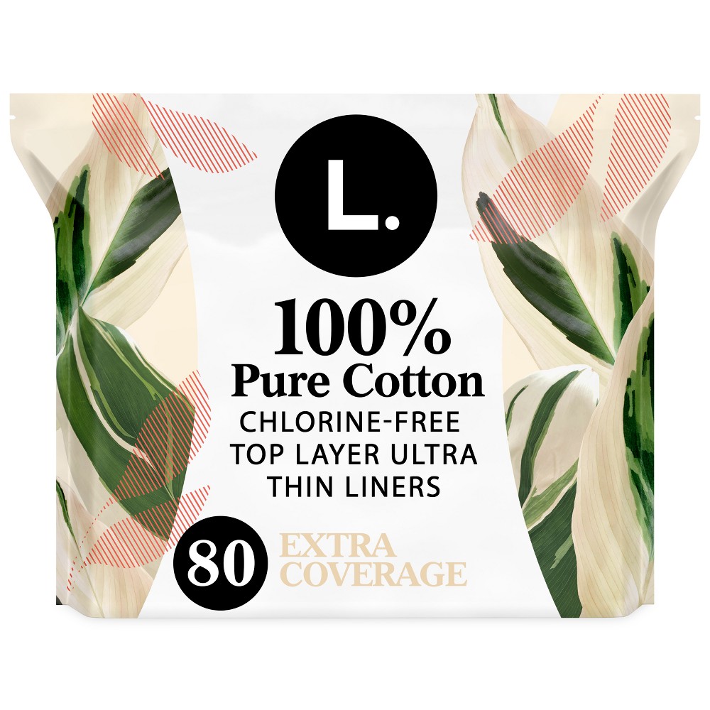 L . Cotton Topsheet Ultra Thin Extra Coverage Panty Liners - 80ct