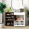 FUFU&GAGA Shoe Cabinet White Patchwork Brown Expandable Structure Design - 3 of 4