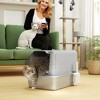 PawHut Stainless Steel Cat Litter Box, Extra Large 2 in 1 Kitty Litter Box with Removable Lid, Scoop, Filter Bags, for Small to Large Cats, Gray - 2 of 4