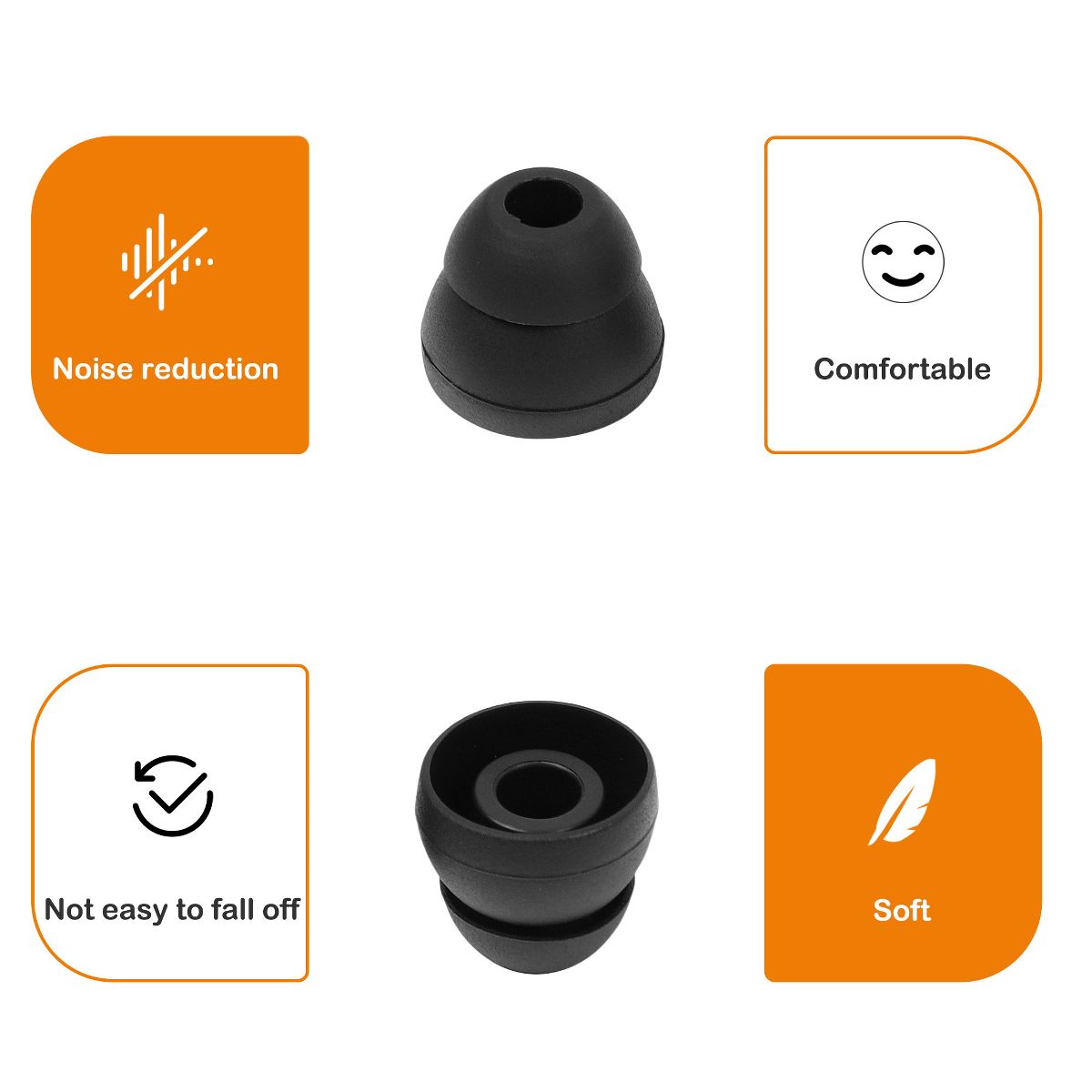 Unique Bargains Soft Silicone Noise Reduction Earbud Tips 13 x 13mm, Black 20 Pcs - thumbnail 3
