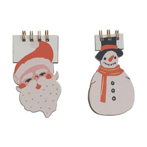 Storied Home 2-Piece Handmade Paper Diecut Santa and Snowman Shaped Spiral Notebook, Multicolor - 1 of 1