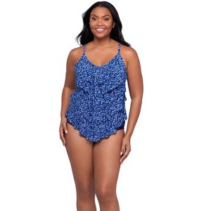 Trimshaper Women's Rachel 5 Tier Ruffle Tankini Swimsuit Top - 1 of 3