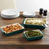 Juvale 3 Piece Green Casserole Dishes for Oven Use, Baking, Rectangular Ceramic Bakeware Set in Assorted Sizes - image 3 of 4