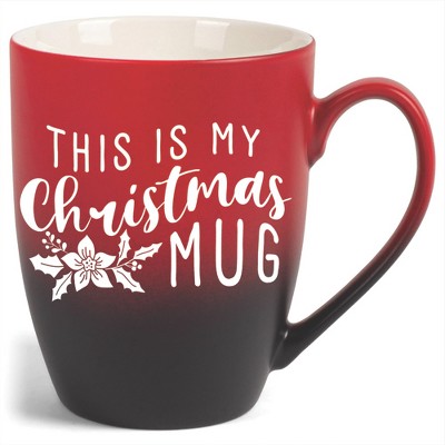 Elanze Designs This Is My Christmas Mug Two Toned Ombre Matte Red and Black 12 ounce Ceramic Stoneware Coffee Cup Mug