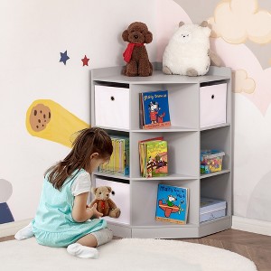 FONTOI Kids Corner Cabinet, Cubby Toy Storage Organizer with Three Baskets for Playroom, Bedroom, Living Room, Gray, 22.5"*37"*22.5" - 1 of 4