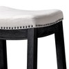 Maven Lane Sophia Backless Counter Stool in Aged Black Finish with Snow White Fabric - 4 of 4
