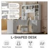 Sapphtopaz L-Shaped Writing Desk with 2 Cabinets & 2 Drawers Computer Desk with Open Bookcase & Electrical Outlet Study Table for Home Office - 4 of 4