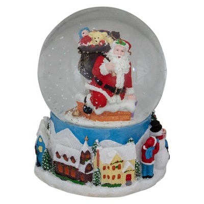 Northlight 6.5" Santa Coming Down the Chimney Christmas Snow Globe