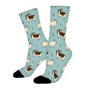 Goat Pattern Women Printed Crew Socks Funny Funky Socks Soft Polyester Novelty Gifts for Artists Men - 1 of 1