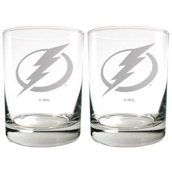NHL Tampa Bay Lightning Laser Etched Rocks Glass Set - 2pc