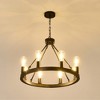 Airsurfer 8-Light Matte Black Wagon Wheel Chandelier (No Bulbs), Farmhouse Modern Round Ceiling Light for Kitchen Island, Living Room, Entryway - 2 of 4