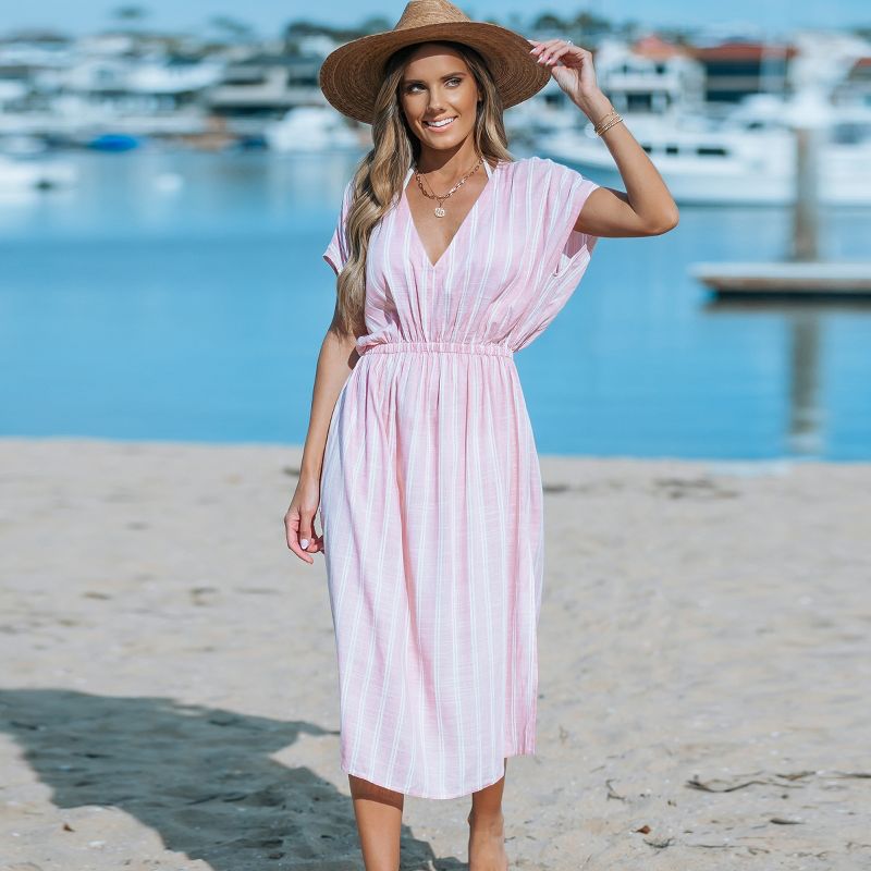 Women's Striped Midi Cover-Up Dress - Cupshe, 6 of 9