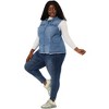 Agnes Orinda Women's Plus Size Button-Down Flat Lepel Denim Sleeveless Raw Hem Vests - 3 of 4