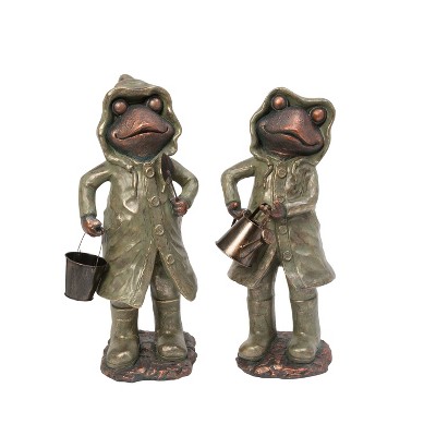 Gerson International 24.6-Inch High Assorted Magnesium Garden Frog Figurines, Set of 2