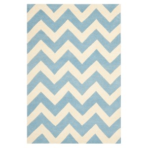 Teal/Brown Chevron Tufted Area Rug 4