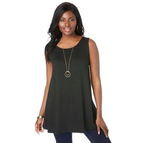 Jessica London Women's Plus Size Sleeveless Swing Tunic - 14/16, Black :  Target