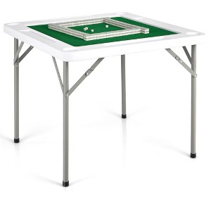 Costway 35'' 4-Player Mahjong Card Game Portable Folding Table w/Cup & Coin Holder - 1 of 4